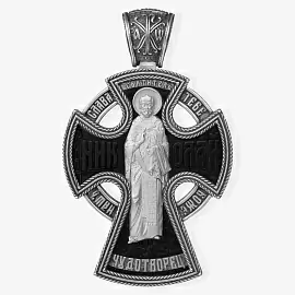 Крест христианский 358920 серебро Николай Чудотворец и Ангел Хранитель_1