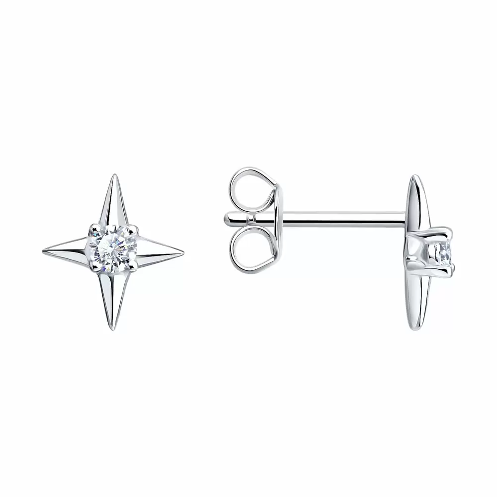 Серьги пусеты 94027655-91 серебро Звезда