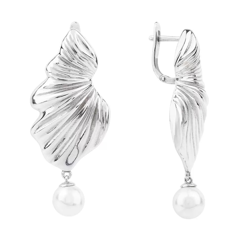 Серьги подвесные 1059462-01250-2S серебро Цветы