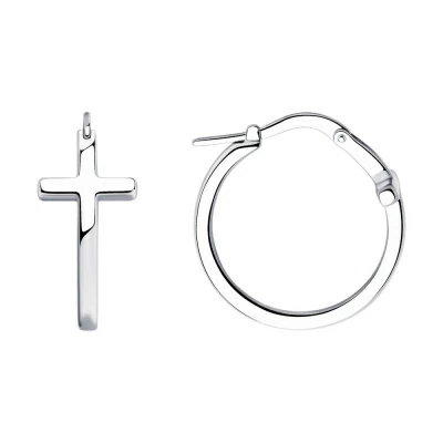 Серьги конго 94025300 серебро Крест