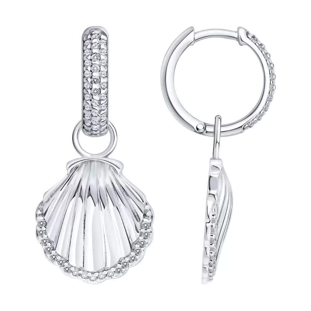 Серьги подвесные 94027229 серебро Ракушка