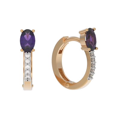 Серьги один камень 1043552-11130-A золото