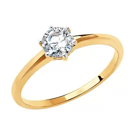 Кольцо один камень 018640 золото_0
