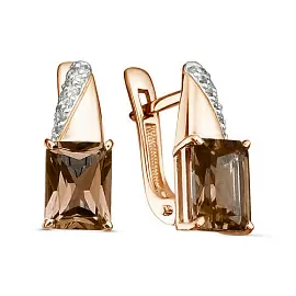 Серьги один камень С-0269 раух золото_0