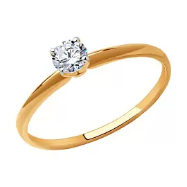 Кольцо один камень 019087 золото_0