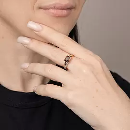 Кольцо один камень К-0269 раух золото_1