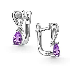 Серьги один камень 02-5026.БРАМ-00 серебро_0