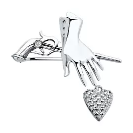 Брошь 94040309 серебро Сердце_0