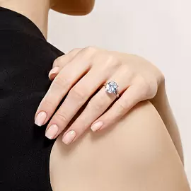 Кольцо один камень 94012074 серебро_2