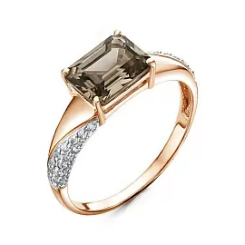 Кольцо один камень К-0269 раух золото_0