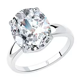 Кольцо один камень 94012074 серебро_0