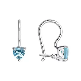 Серьги один камень 94020586 серебро Сердце_0