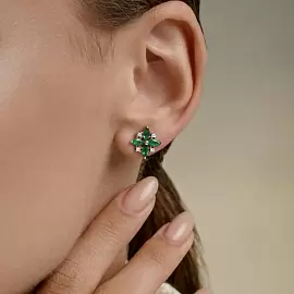 Серьги пусеты 63020002 серебро Клевер_1