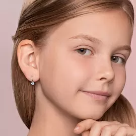Серьги один камень 94020586 серебро Сердце_1