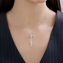 Колье 94071290 серебро бантик_1