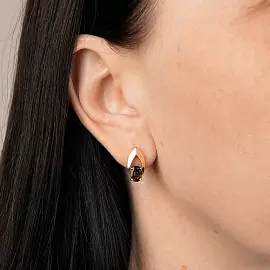 Серьги один камень С-0242 раух золото_1