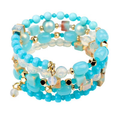 Браслет из бусин т200 гол бижутерный сплав light blue