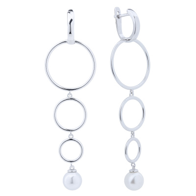 Серьги подвесные 1049622-01251-2S серебро Круг
