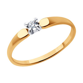 Кольцо один камень 019267 золото