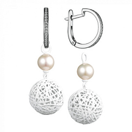 Серьги подвесные 52979.1S1W серебро Шар