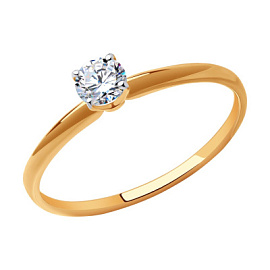 Кольцо один камень 019087 золото