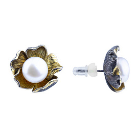 Серьги пусеты SAM712E серебро Цветок