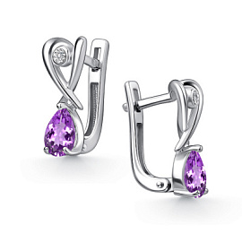 Серьги один камень 02-5026.БРАМ-00 серебро