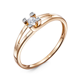 Кольцо один камень 1108028 золото