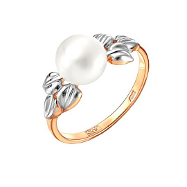 Кольцо один камень 190-1-901Р золото Лист